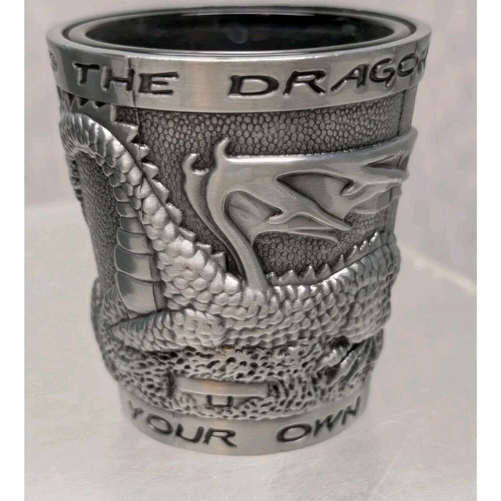 2 Metal Shot Glass Dragon SKULL REAPER Mythical